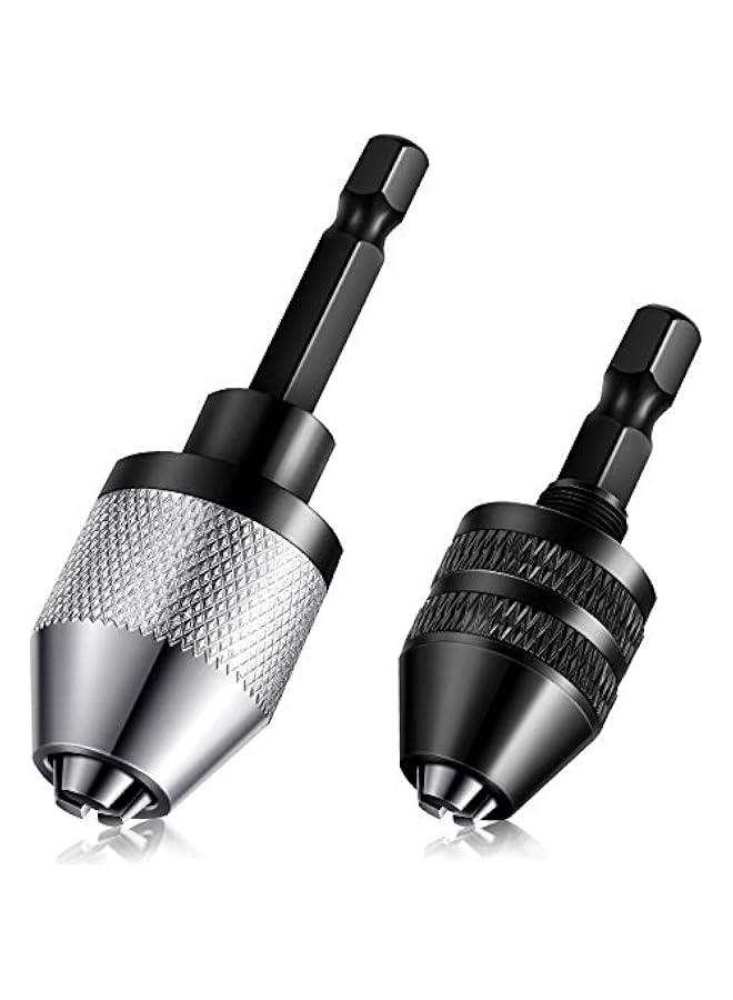 Honoson Keyless Drill Chuck Bit 1/4 Inch Hex Shank Keyless Drill Chuck Fast Change Converter Extension Screwdriver Adapter in 0.3-6.5 Mm, 0.3-3.6 mm for Tool Attachment(2 Pieces) - Image 1